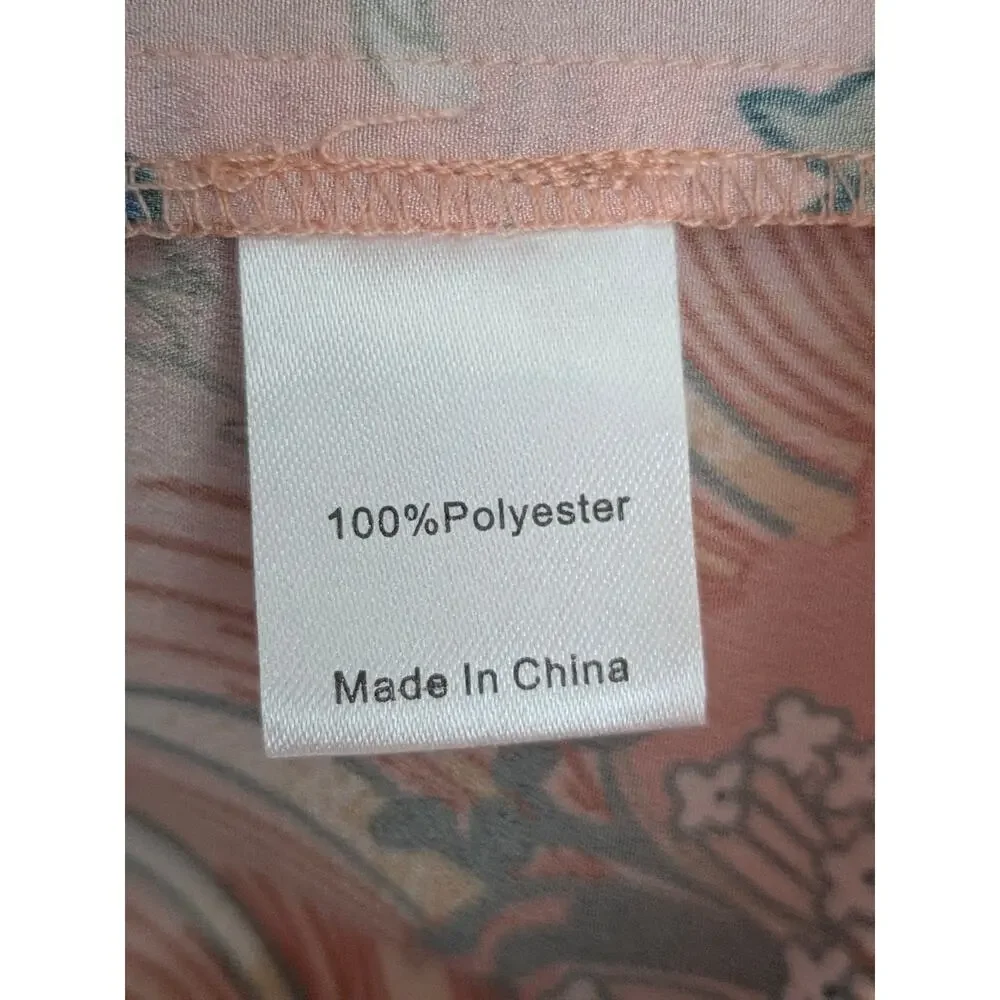 Tuckernuck Pink Floral Smocked Neck Blouse Top Women’s Medium Lightweight - Picture 5 of 7